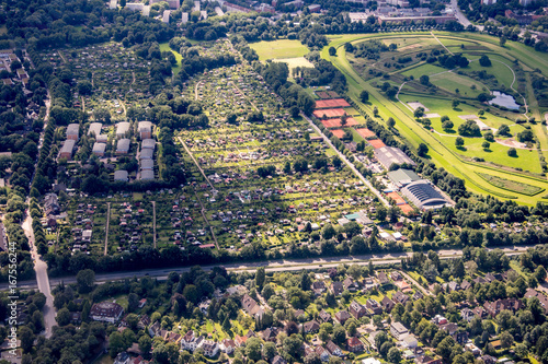 Obraz na płótnie Germany, Hamburg and suburbs. Panorama frome above w salonie