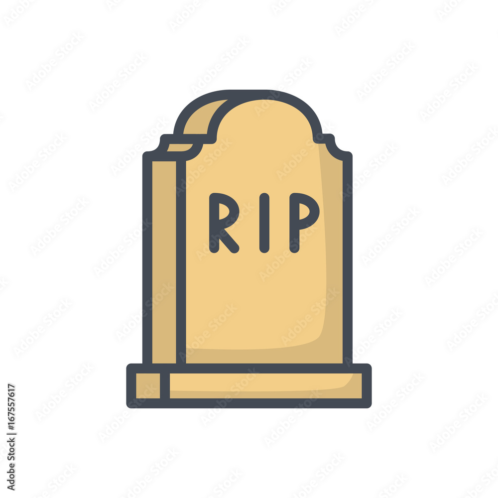 Halloween holiday colored icon grave tomb rip cemetary