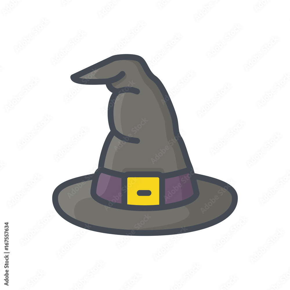 Naklejka premium Halloween holiday colored icon witch hat