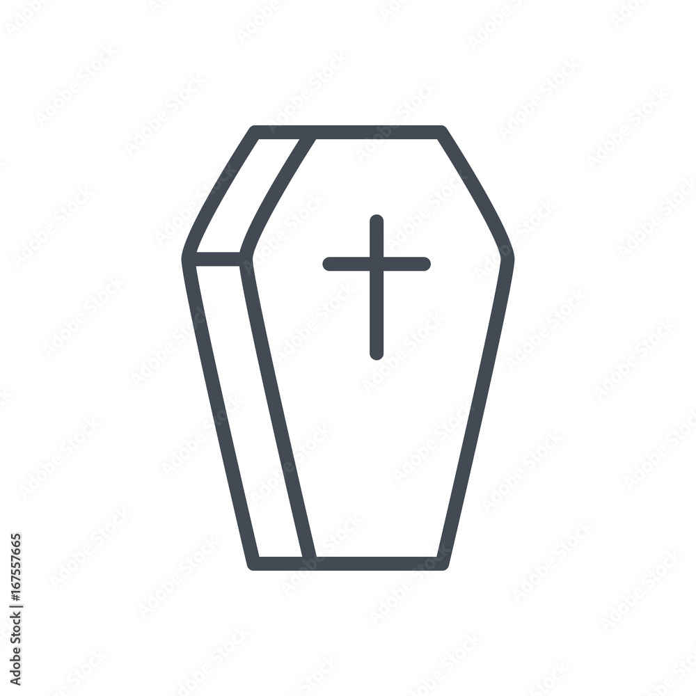 Halloween holiday line icon coffin cross Halloween holiday line icon coffin cross