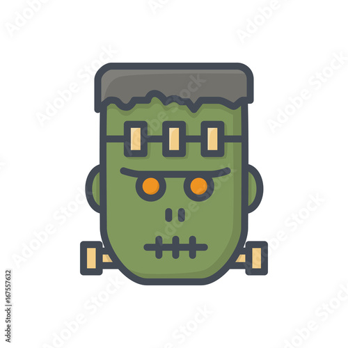 Halloween holiday colored icon frankenstein head