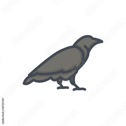 Halloween holiday colored icon raven animal bird