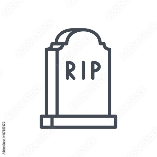 Halloween holiday line icon grave tomb rip cemetary