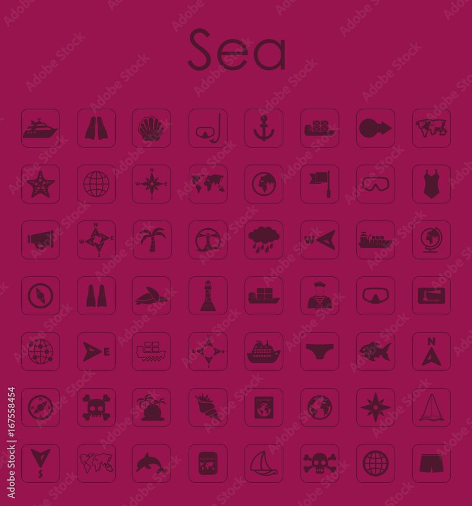 Set of sea simple icons Set of sea simple icons