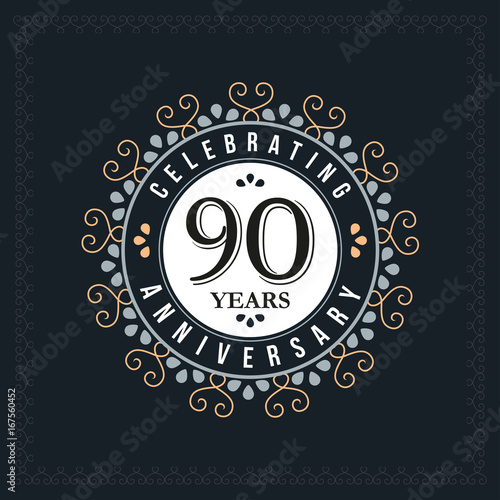 90 years anniversary design template. Vector and illustration. celebration anniversary logo. classic, vintage style