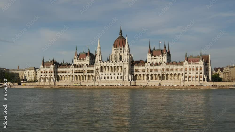 Time lapse from ferries and the Hungarian Parliament Building at the Danube river in Budapest, Hungary Time lapse from ferries and the Hungarian Parliament Building at the Danube river in Budapest, Hungary