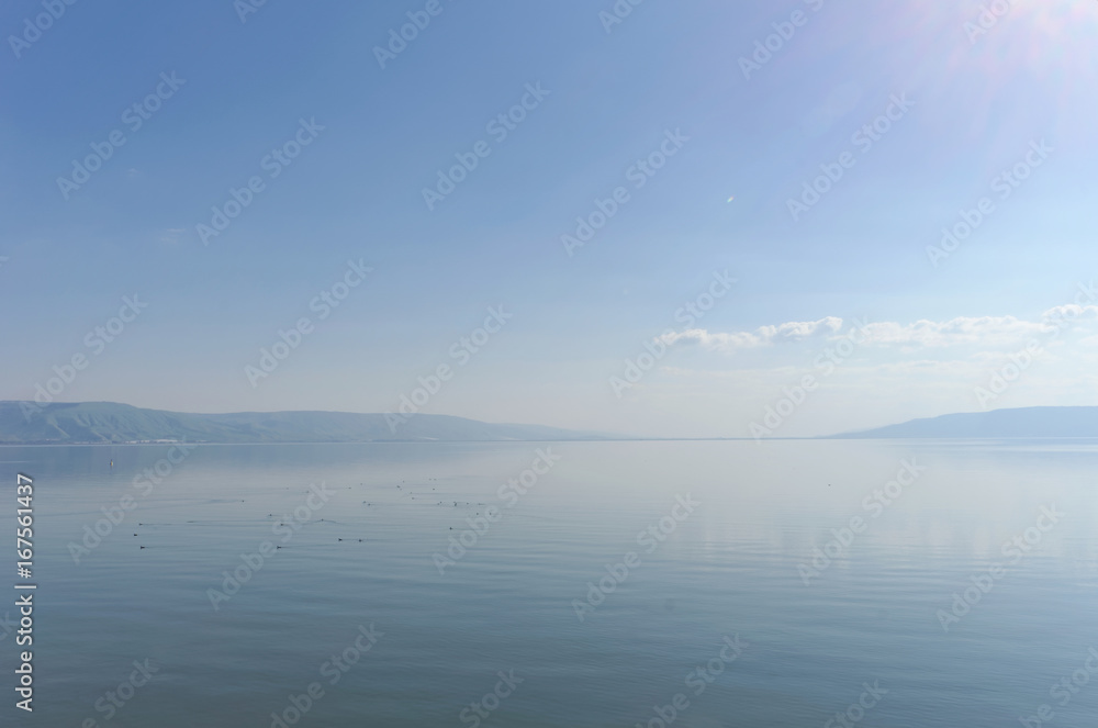 A view of the expanse of the Sea of Galilee