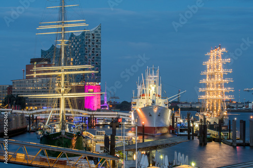 Hamburg, Germany, Harbour at night