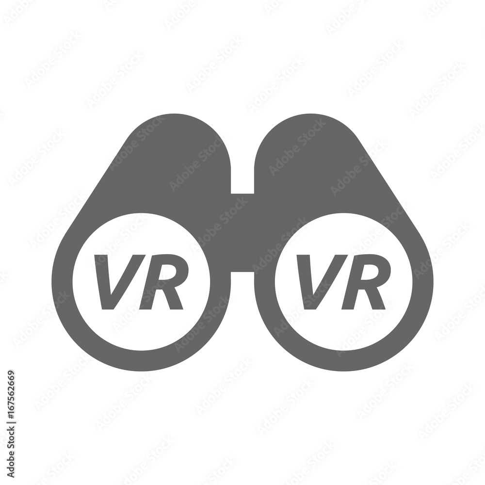 Isolated binoculars with the virtual reality acronym VR Isolated binoculars with the virtual reality acronym VR