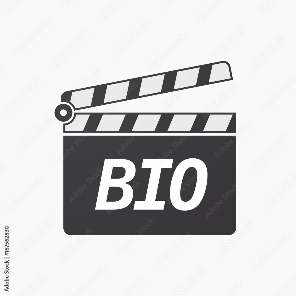 Isolated clapper board with  the text  BIO