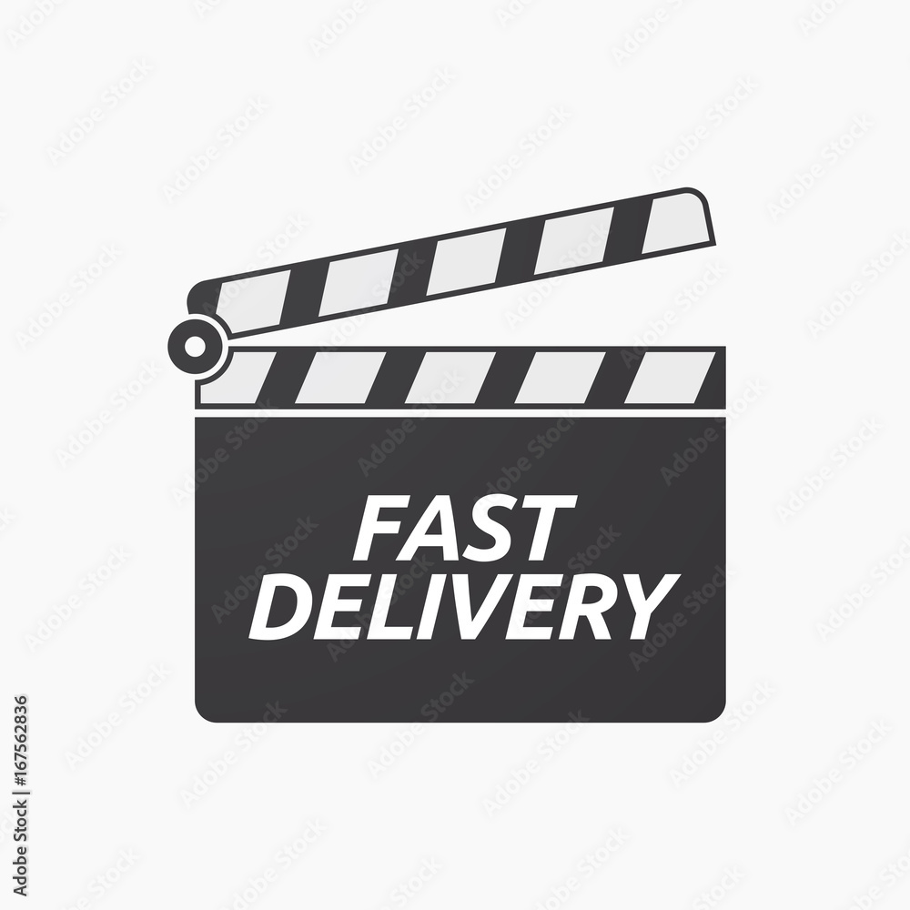 Isolated clapper board with  the text FAST DELIVERY