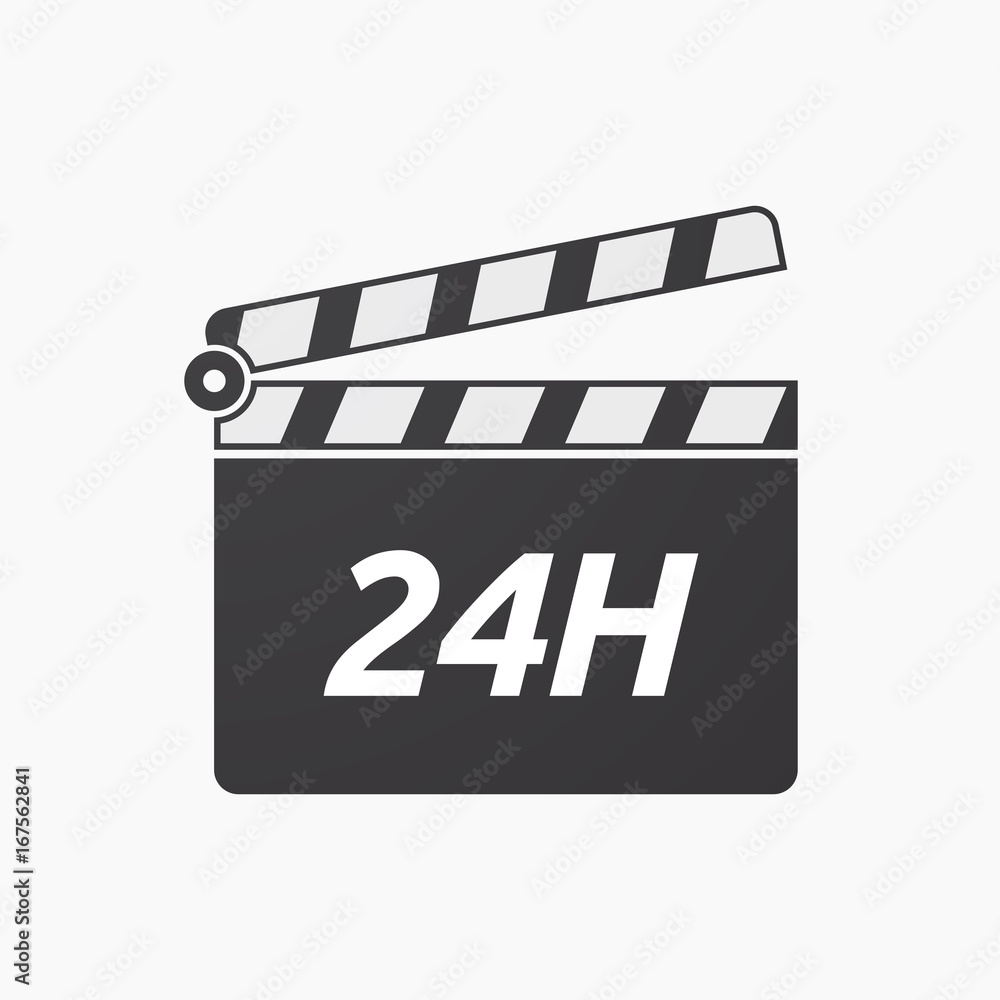 Isolated clapper board with    the text 24H