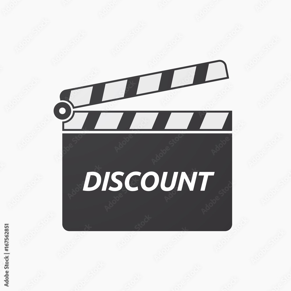 Isolated clapper board with    the text DISCOUNT