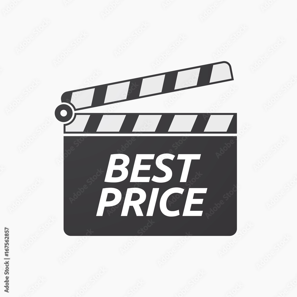 Isolated clapper board with    the text BEST PRICE