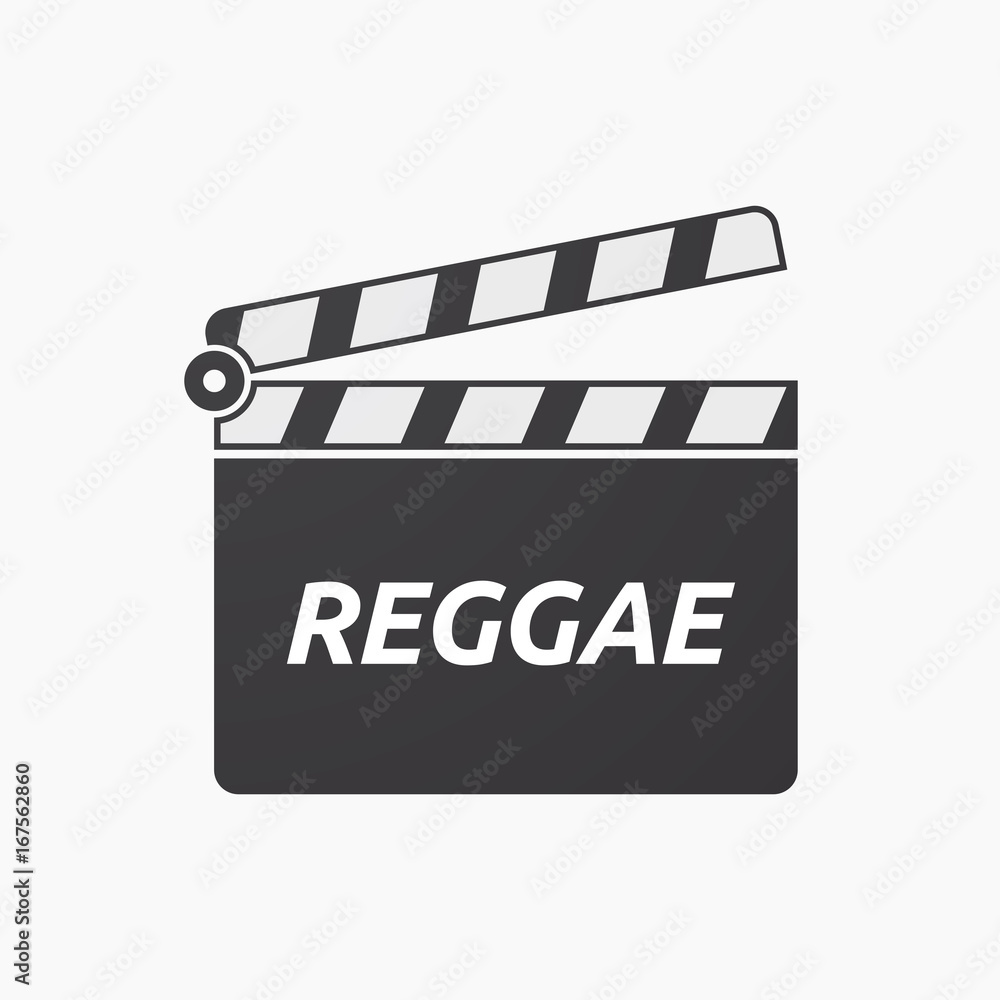 Isolated clapper board with    the text REGGAE