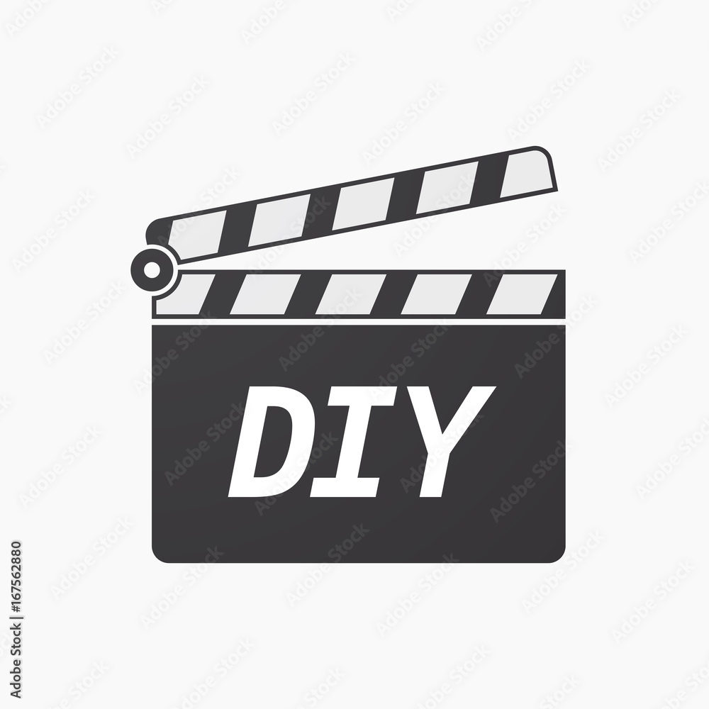 Isolated clapper board with    the text DIY
