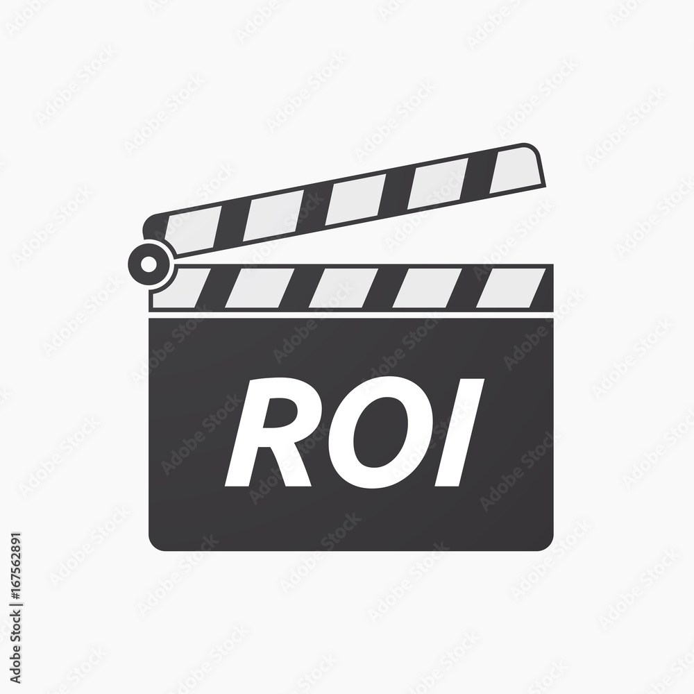 Isolated clapper board with    the return of investment acronym ROI