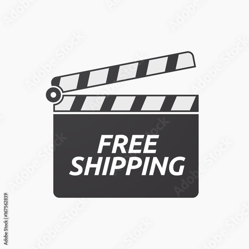 Isolated clapper board with    the text FREE SHIPPING