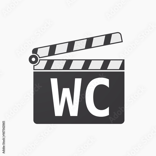 Isolated clapper board with    the text WC