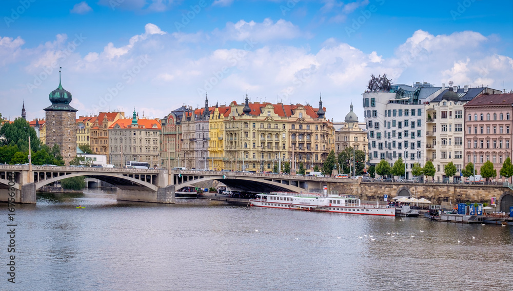 Obraz premium Picturesque view of the Old Town with its ancient architecture in the summer, Prague, Czech Republic.
