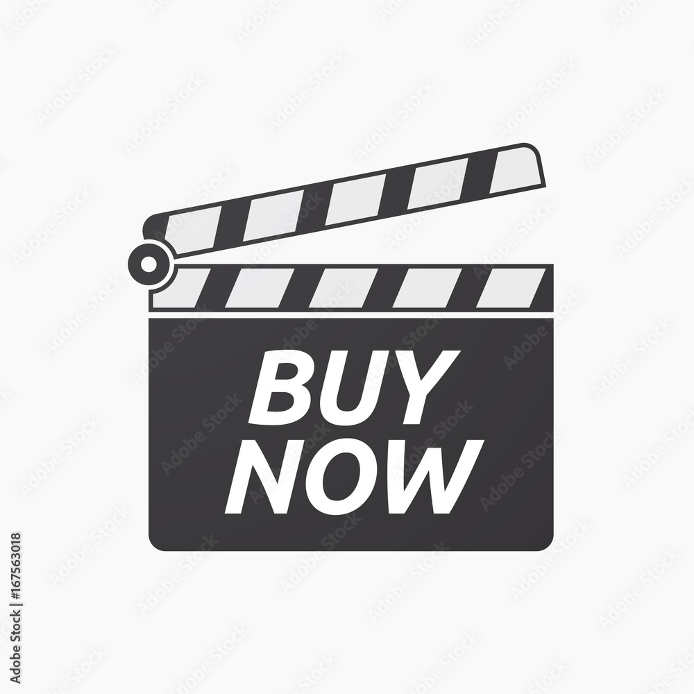 Isolated clapper board with    the text BUY NOW