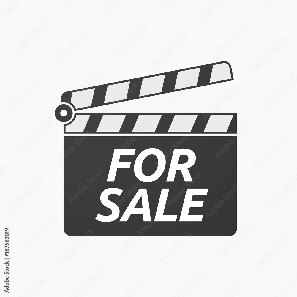 Isolated clapper board with    the text FOR SALE