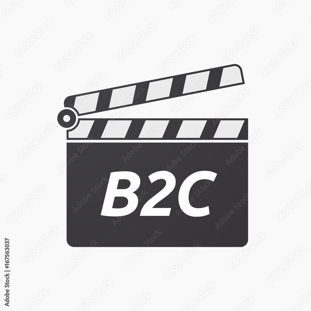 Isolated clapper board with    the text B2C