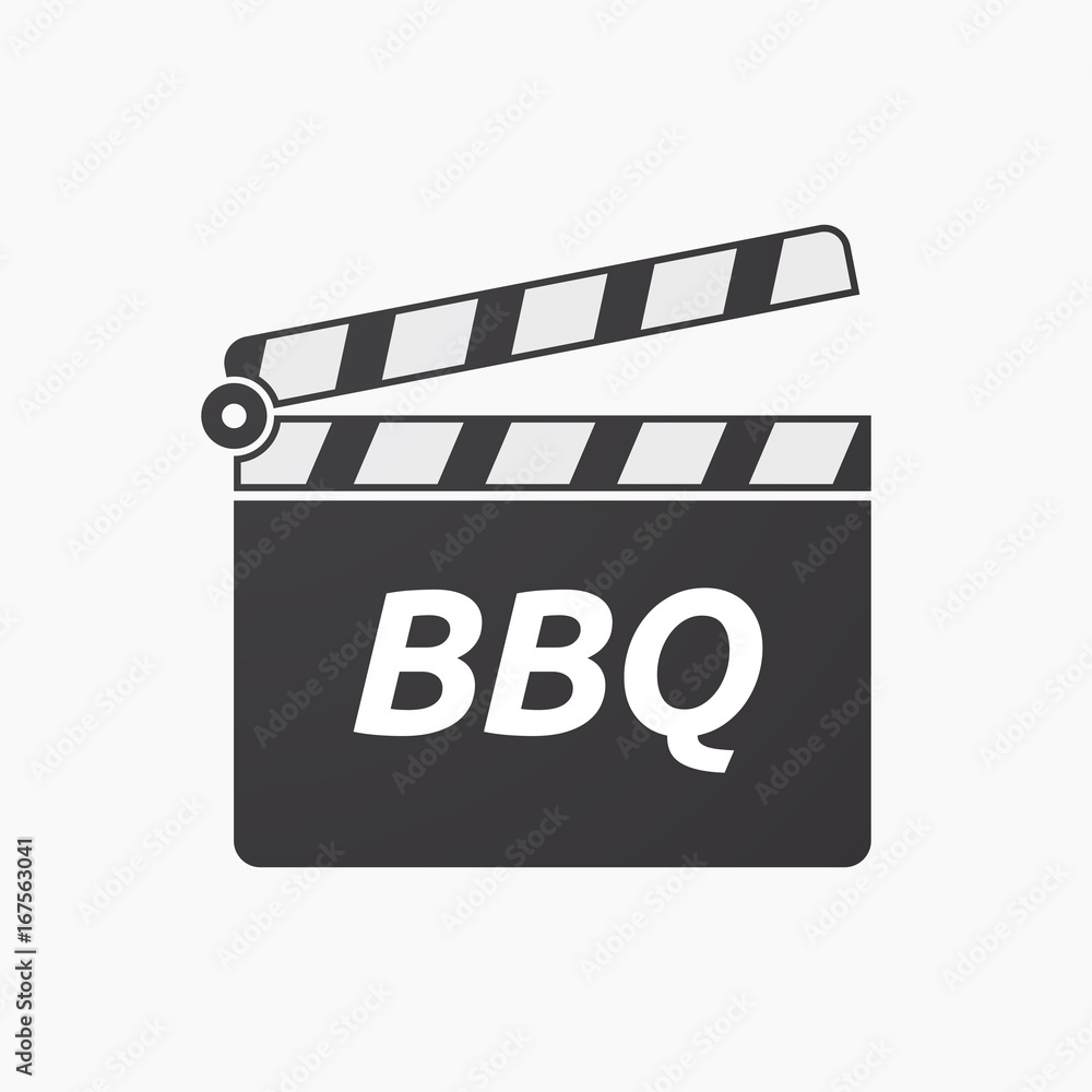 Isolated clapper board with    the text BBQ
