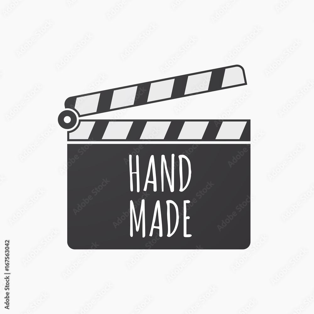 Isolated clapper board with    the text HAND MADE