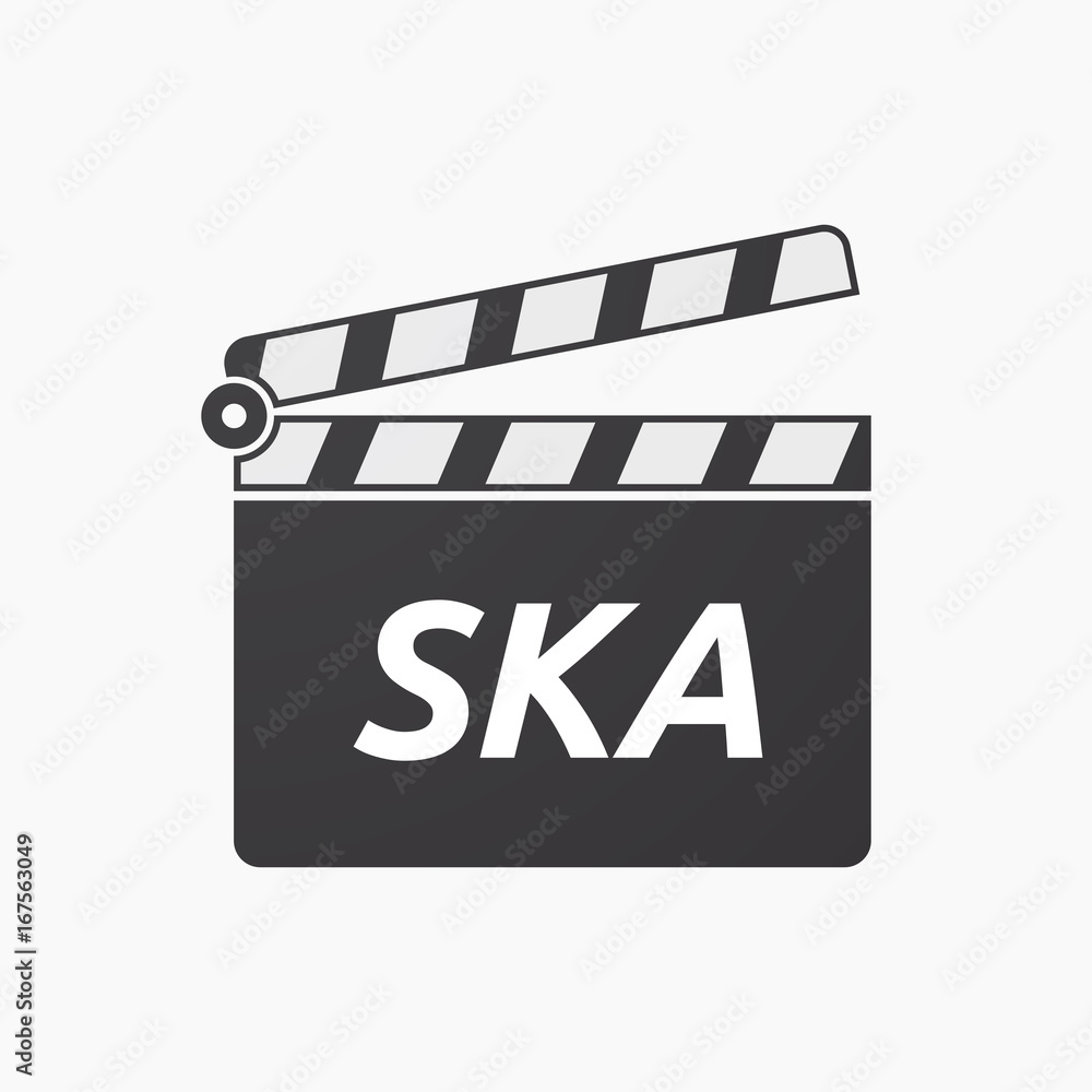 Isolated clapper board with    the text SKA