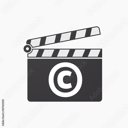 Isolated clapper board with    the  copyright sign