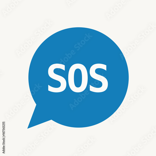 Isolated speech balloon with    the text SOS