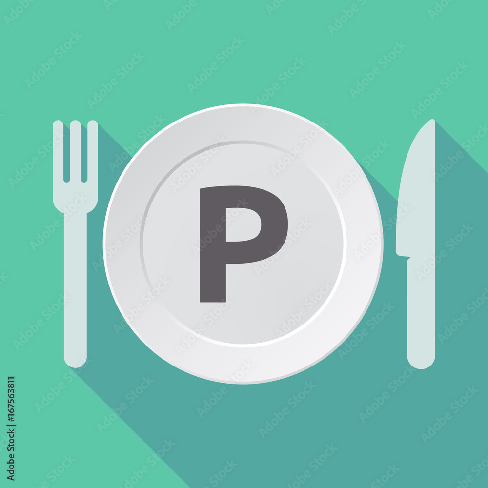 Long shadow tableware with the letter P Long shadow tableware with the letter P