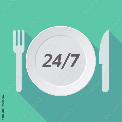 Long shadow tableware with the text 24/7