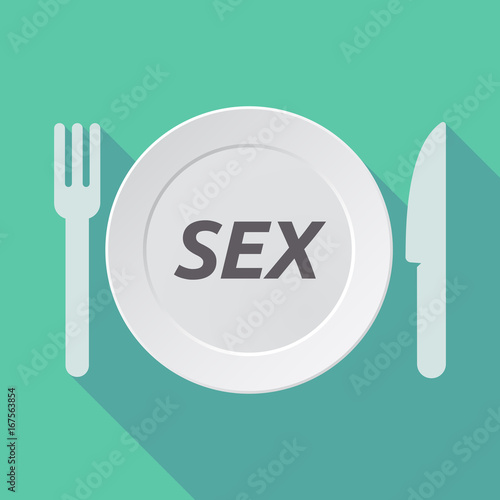 Long shadow tableware with the text SEX