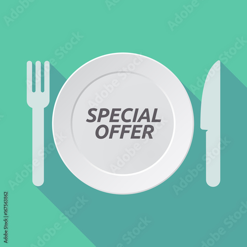 Long shadow tableware with    the text SPECIAL OFFER