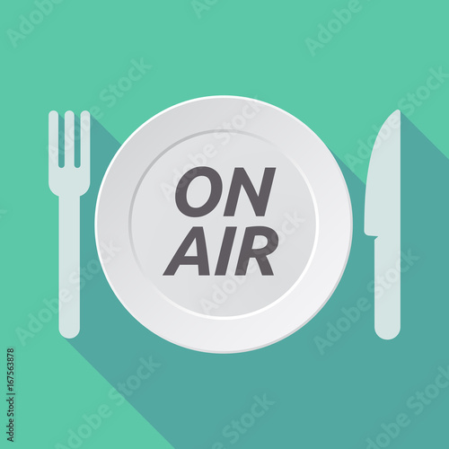 Long shadow tableware with    the text ON AIR