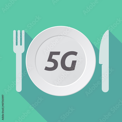 Long shadow tableware with the text 5G