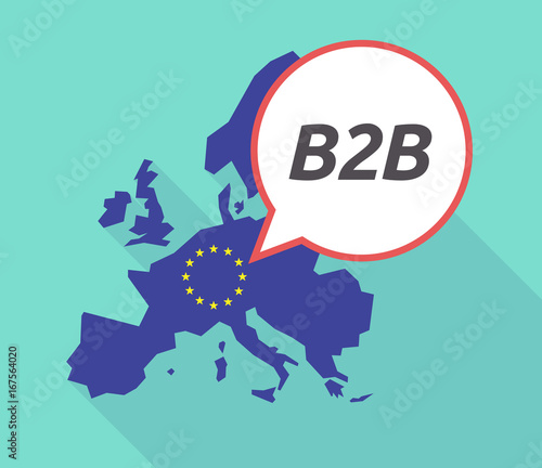 Long shadow EU map with    the text B2B