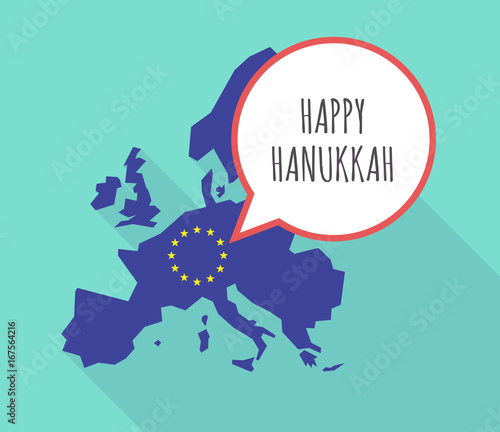 Long shadow EU map with the text HAPPY HANUKKAH