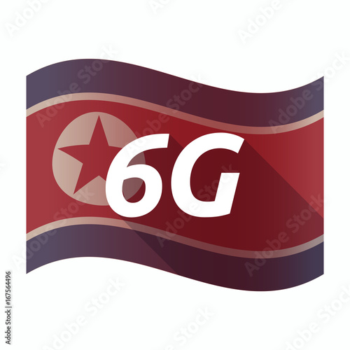 Isolated North Korea flag with    the text 6G