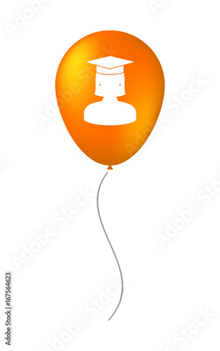 Isolated balloon with  a female graduated student