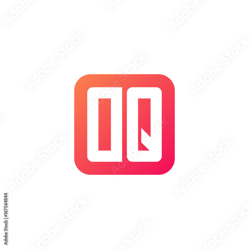 Initial letter DQ, rounded letter square logo, modern gradient red color 