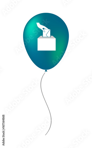 Isolated balloon with  a hand inserting an envelope in a ballot box
