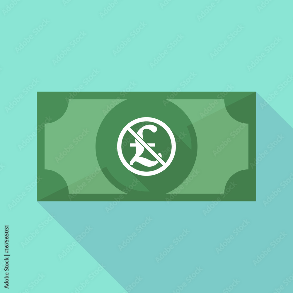 Long shadow bank note with a pound sign in a not allowed signal Long shadow bank note with a pound sign in a not allowed signal