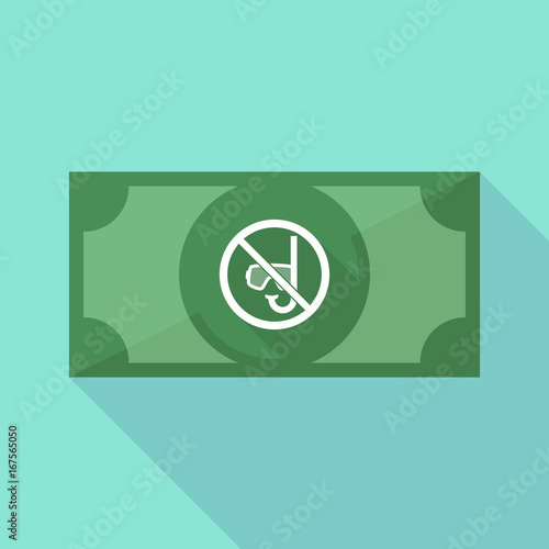 Long shadow bank note with  a diving glasses and a snorkel  in a not allowed signal