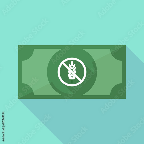 Long shadow bank note with  a gluten free sign