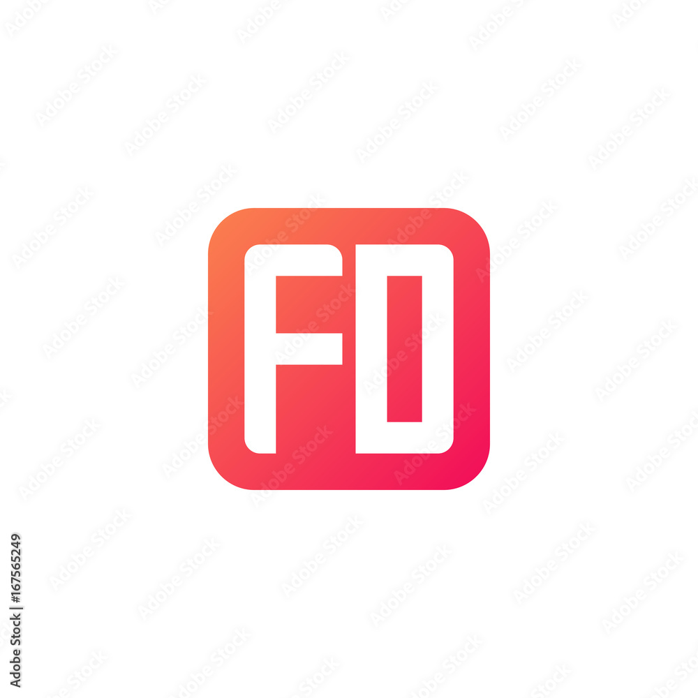 Initial letter FD, rounded letter square logo, modern gradient red color
Initial letter FD, rounded letter square logo, modern gradient red color
