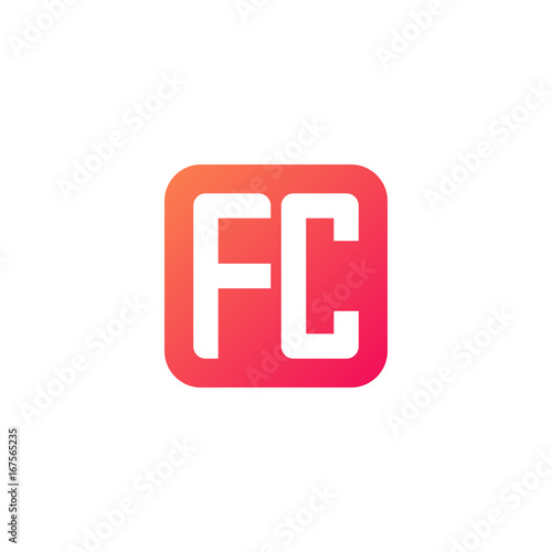 Initial letter FC, rounded letter square logo, modern gradient red color 