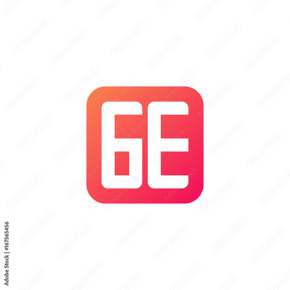 Initial letter GE, rounded letter square logo, modern gradient red color
Initial letter GE, rounded letter square logo, modern gradient red color